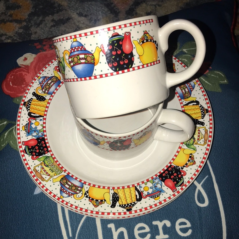 Mary Engelbreit Afternoon Tea Set of 4-Preloved